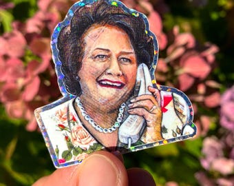 Hyacinth Bucket Holographic Sticker, Keeping Up Appearances Gift, Retro 90s Comedy Glitter Sticker