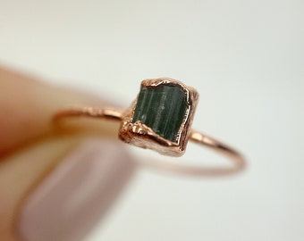 Tourmaline Ring, Green Tourmaline Ring Size P 1/2