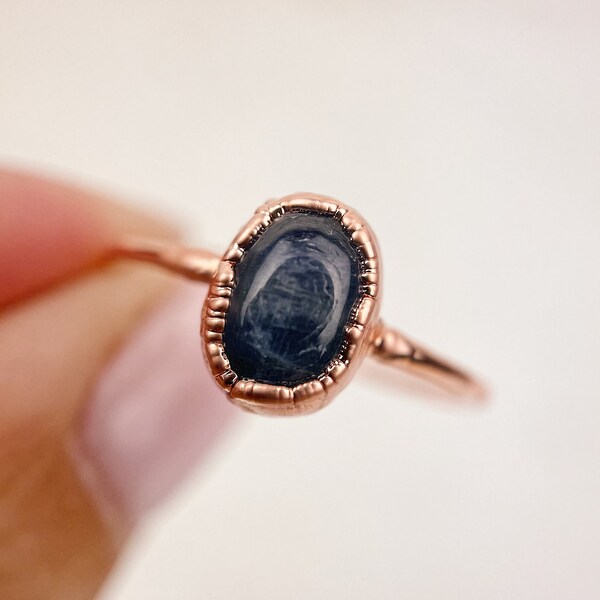 Kyanite Ring, Electroformed Kyanite Ring, Kyanite Ring Size Q