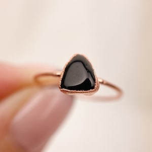 Tourmaline Ring, Electroformed Tourmaline Ring, Black Tourmaline Ring Size L