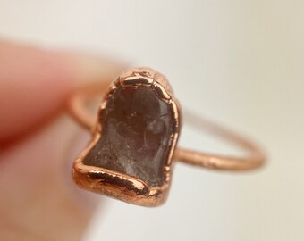 Strawberry Quartz Ring, Quartz Ring, Red Quartz Ring Size S 1/2