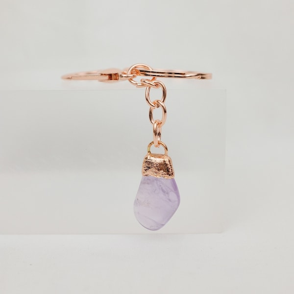 Amethyst Keyring, Crystal Keyring, Rose Gold Keyring