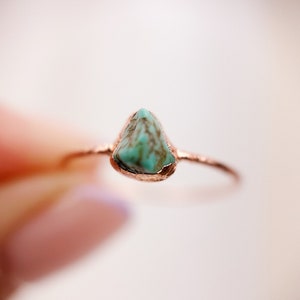 Turquoise Ring, Electroformed Turquoise Ring, Turquoise Copper Ring Size N 1/2