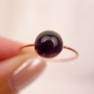 Amethyst Ring, Raw Crystal Ring, Amethyst Copper Ring, Amethyst Ring Size S