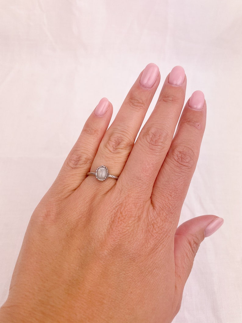Silver Moonstone Ring Moonstone Ring Moonstone Ring Size J 12 Electroformed Moonstone Ring