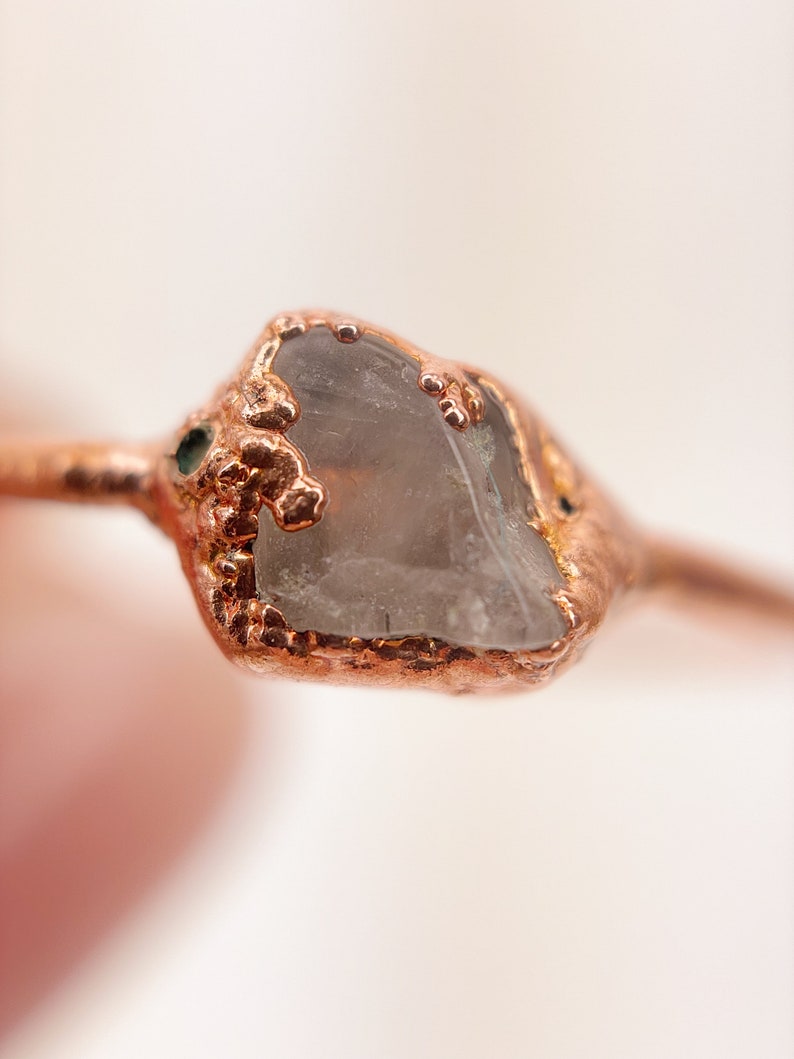 Rose Quartz Ring, Electroformed Rose Quartz Ring, Rose Quartz Size P 1/2 image 3