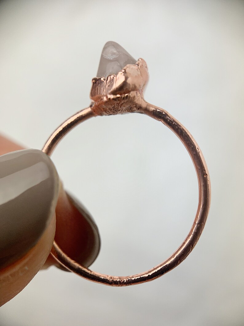 Morganite Copper Ring Size M Pink Morganite Ring Electroformed Pink Morganite Ring