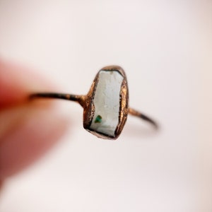 Turquoise Ring, Electroformed Turquoise Ring, Turquoise Copper Ring Size S