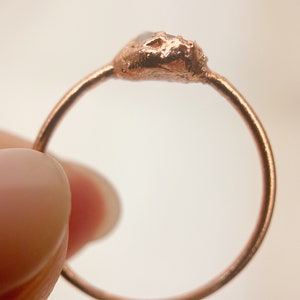 Rose Quartz Ring, Electroformed Rose Quartz Ring, Rose Quartz Size P 1/2 image 5