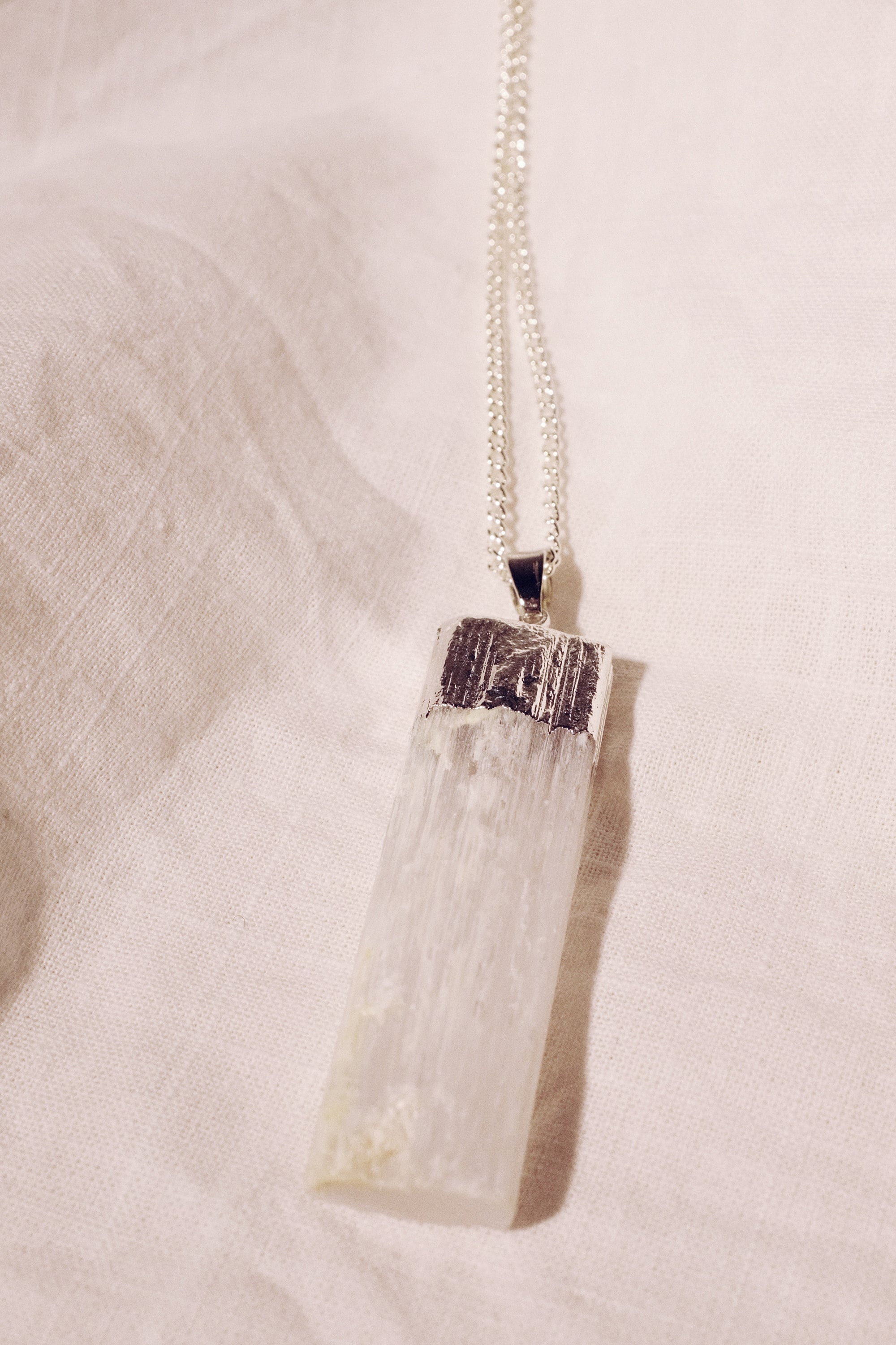 Selenite Necklace Raw Crystal Necklace Selenite Crystal Necklace