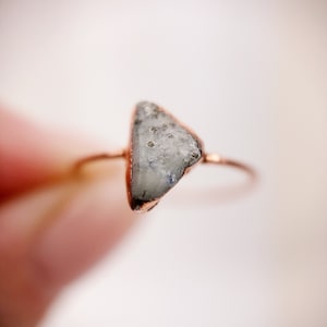 Aquamarine Ring, Electroformed Aquamarine Ring, Aquamarine Copper Ring Size P 1/2