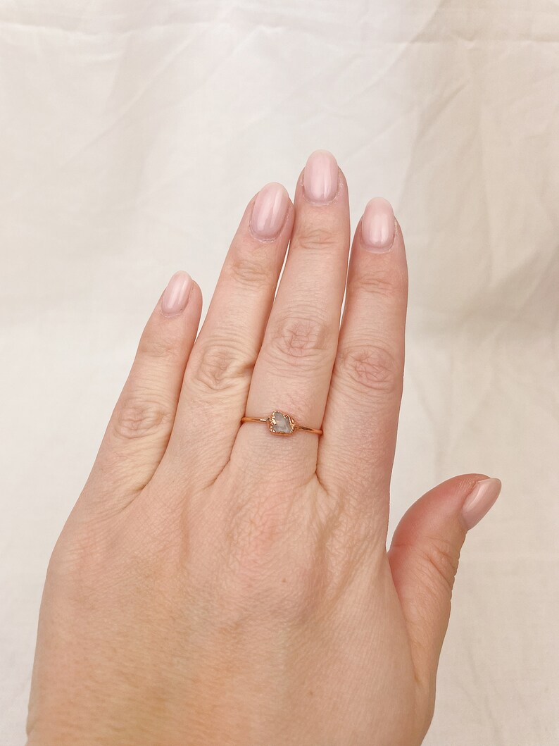 Rose Quartz Ring, Electroformed Rose Quartz Ring, Rose Quartz Size P 1/2 image 9