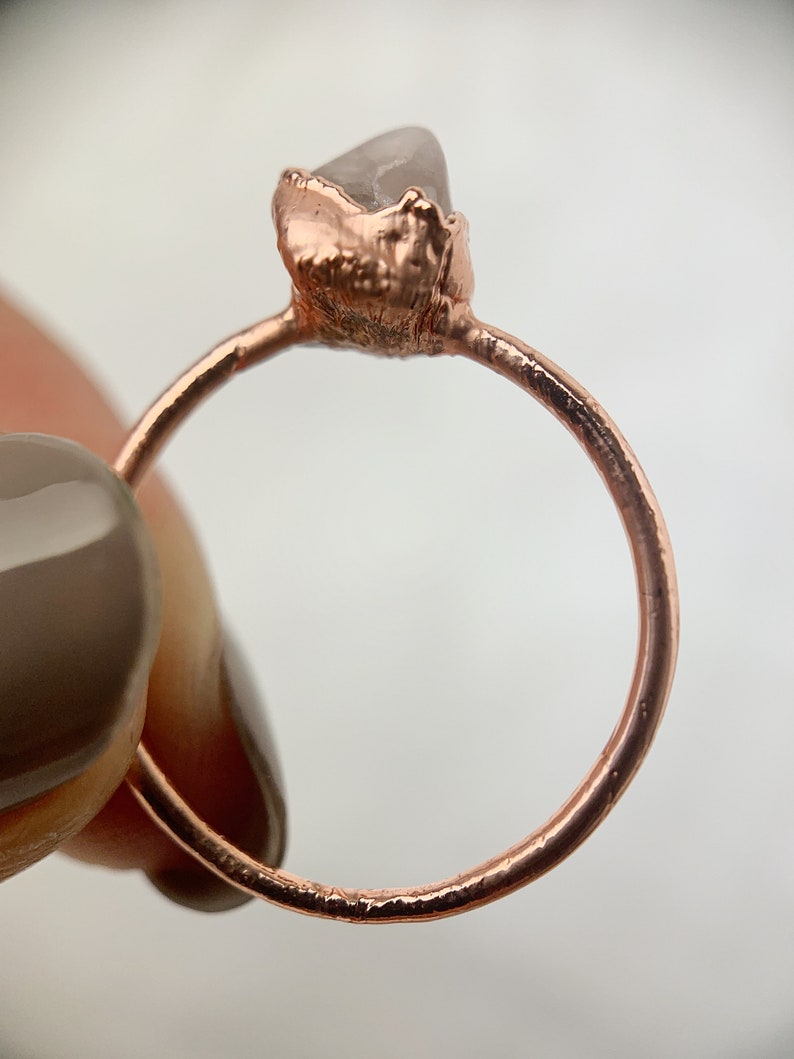 Morganite Copper Ring Size M Pink Morganite Ring Electroformed Pink Morganite Ring