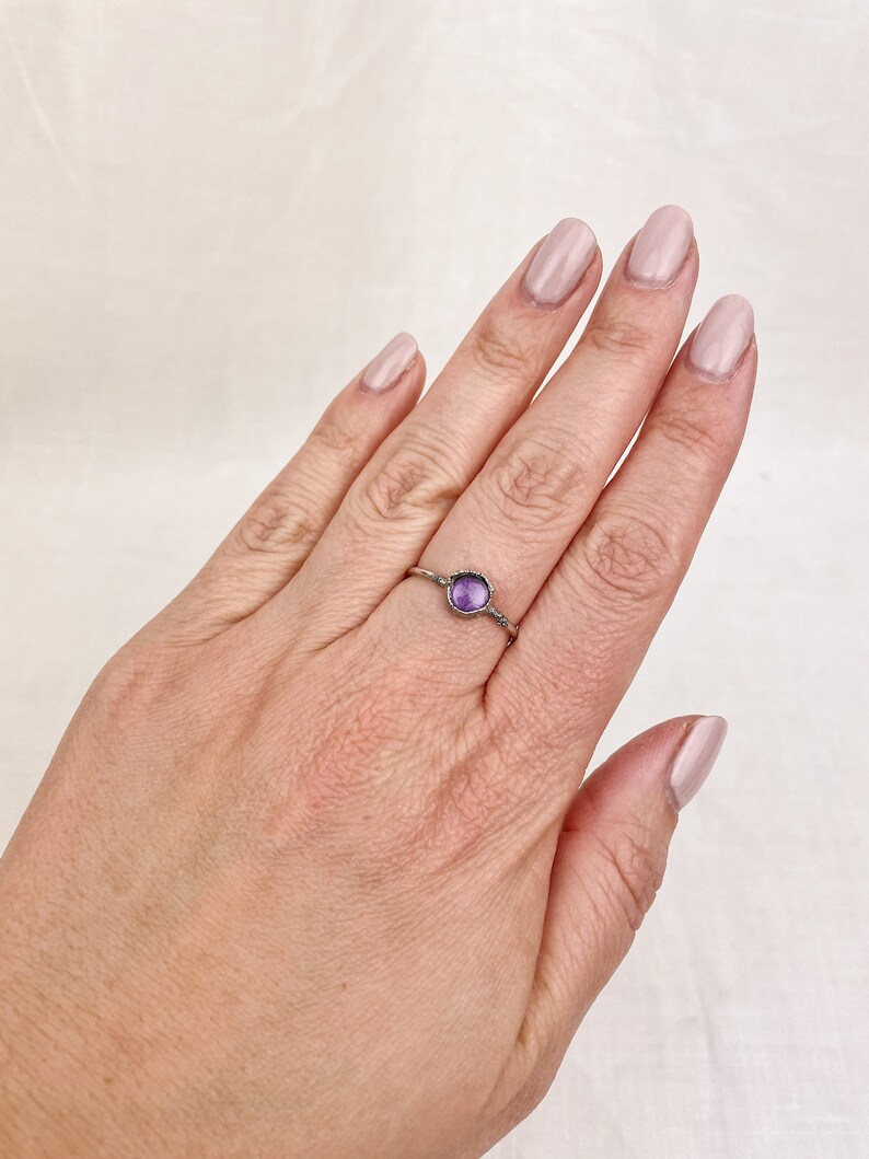 Amethyst Ring Silver Amethyst Ring Amethyst Ring Size N 12 Electroformed Amethyst Ring