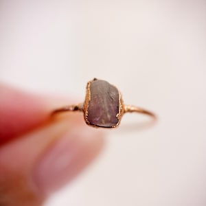 Watermelon Tourmaline Ring, Electroformed Tourmaline Ring, Tourmaline Ring Size L