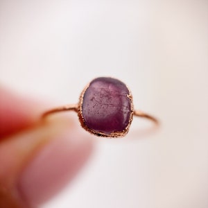 Watermelon Tourmaline Ring, Electroformed Tourmaline Ring, Tourmaline Ring Size L 1/2