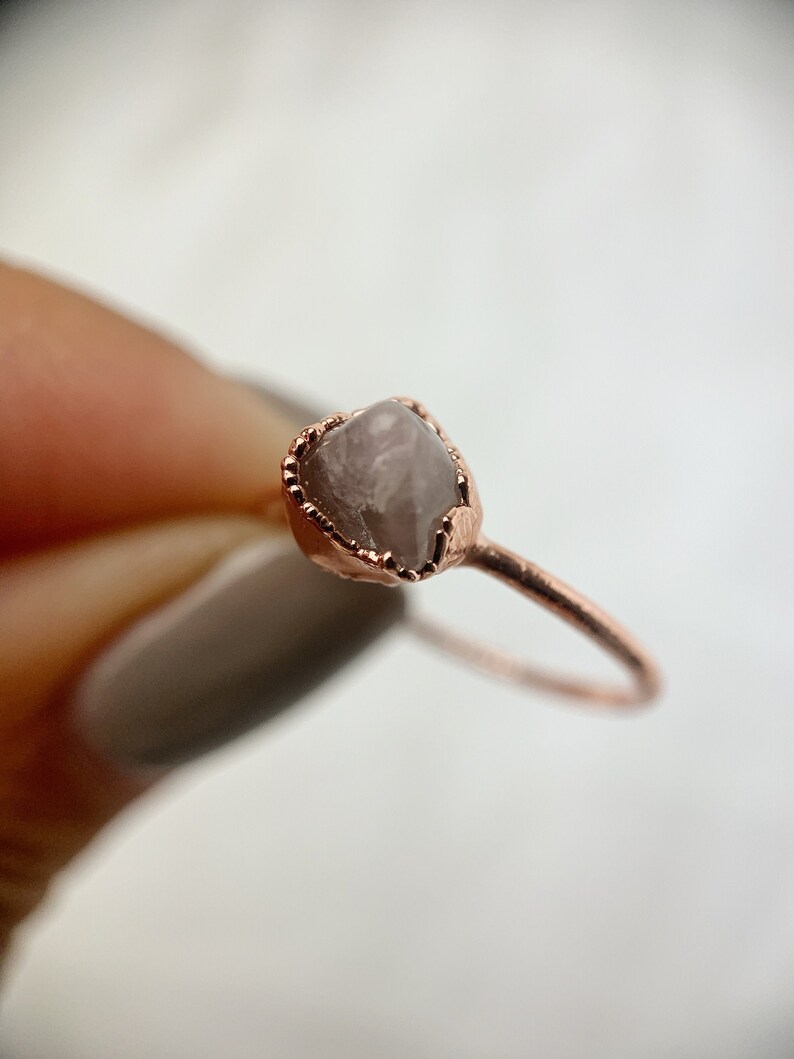 Morganite Copper Ring Size M Pink Morganite Ring Electroformed Pink Morganite Ring