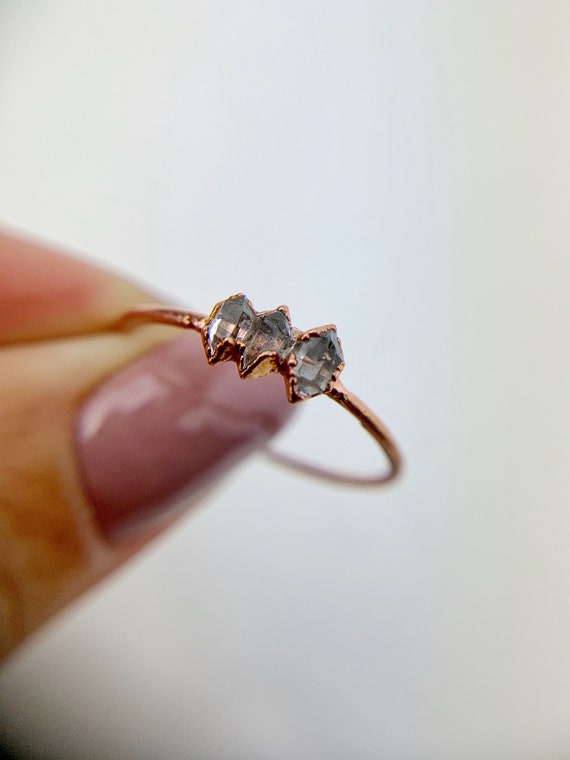 Herkimer Diamond Ring, Herkimer Diamond Band Size R 1/2