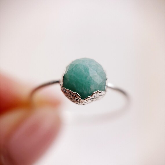 Amazonite Silver Ring - Size Q 1/2