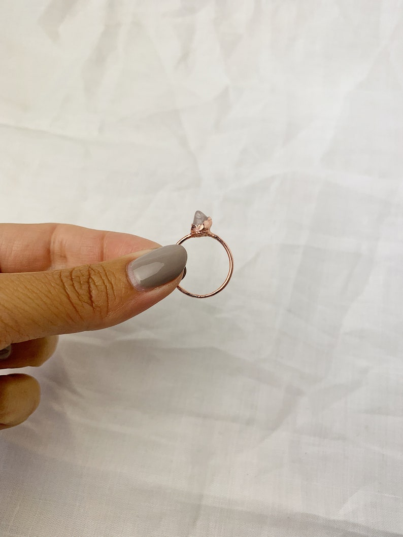 Morganite Copper Ring Size M Pink Morganite Ring Electroformed Pink Morganite Ring