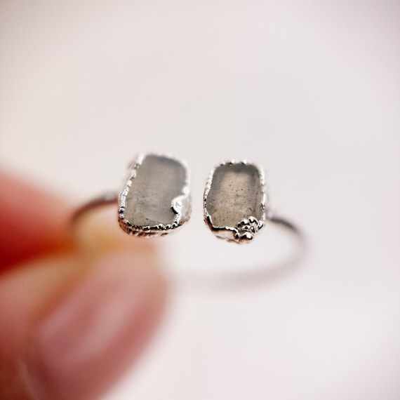 Open Labradorite Silver Ring - Size L