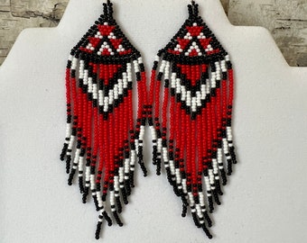 Brick Stich Earrings with Tribal Design