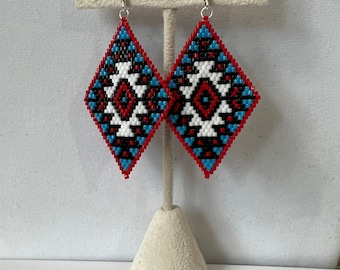 Brick Stich Earrings with Tribal Design