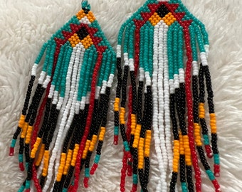 Brick Stich Earrings with Tribal Design