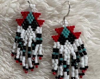 Brick Stich Earrings with Tribal Design