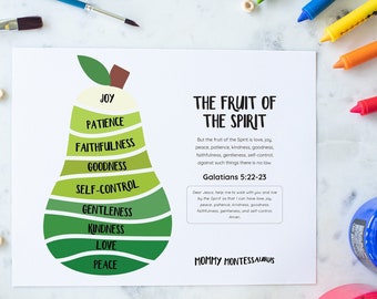 Instant download Galatians Poster, Children's Ministry, Preschool activity, Preschool Craft, Scissor Practice, Fruits of the Spirit