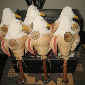 Primitive Patriotic Bald Eagle on Vintage Bobbin