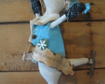 Primitive Winter/Christmas Ice Skating Mouse