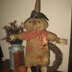 Large  Fall Primitive Standing Scarecrow