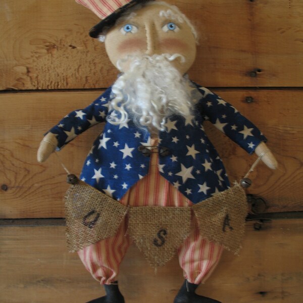 Primitive Americana Patriotic  Uncle Sam Doll