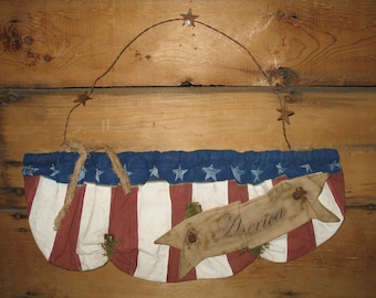 Primitive Patriotic Americana Flag Bunting Banner