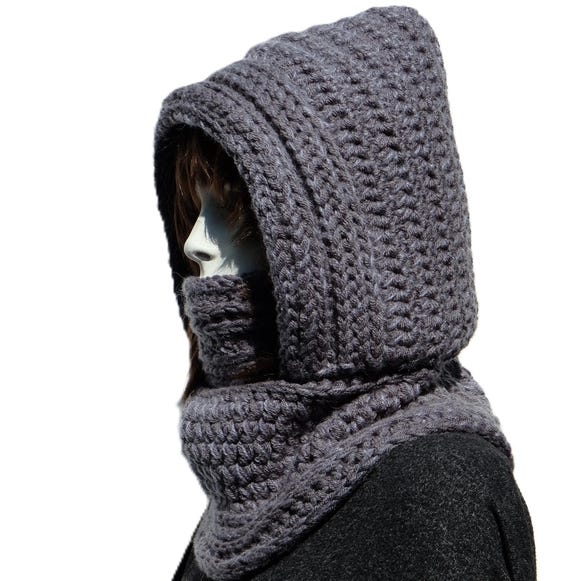 Hooded Knit Winter Scarf: Cozy Wrap for Cold Weather - Etsy