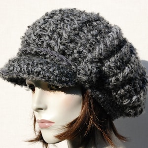 Wool newsboy hat-Slouchy winter hat-Womens wool hat-Chunky knit hat-Women cap newsboy-Grey newsboy haty
