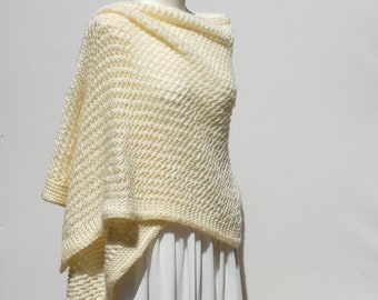 Handmade Cream Mohair Bridal Shawl: Lightweight Wedding Cover-Up