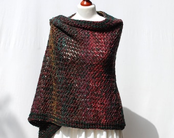Handknit Mohair Shawl: Multicolour Lace Scarf, Woolen Outfit