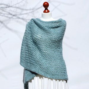 Hand Knit Mohair Bridal Shawl: Blue Bucle Wedding Cover Up