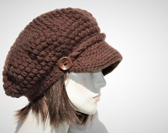 Crochet Newsboy Hat, Newsboy cap women, Hand knitted hat, Newsboy hat women