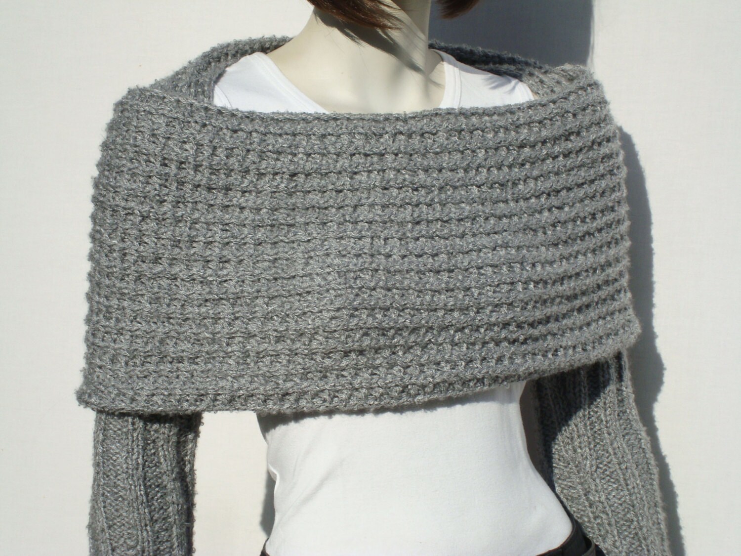 Long Sleeve Shrugchunky Knit Shrugknit Winter Shrugknitted Etsy UK