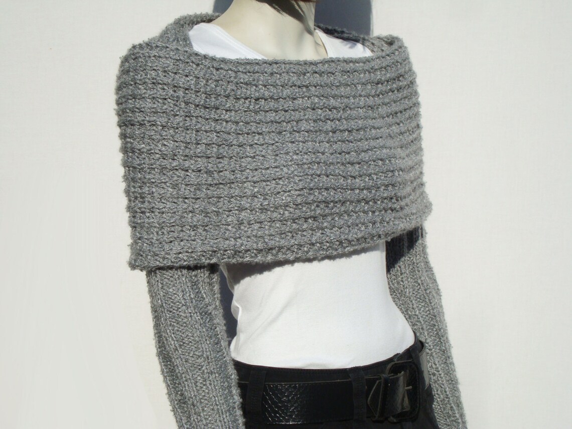 Long Sleeve Shrugchunky Knit Shrugknit Winter Shrugknitted Etsy UK