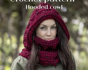 Crochet Hooded Cowl Pattern, Scarf With Hood PDF, Chunky Winter Tutorial