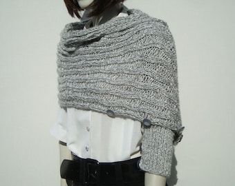 Grey Shrug, Women Shawl, Woman Shrug, Women Sweater, Hand Knit Shrug, Women Bolero, Handmade Shrug , Women's Shrugs, Women's  Boleros