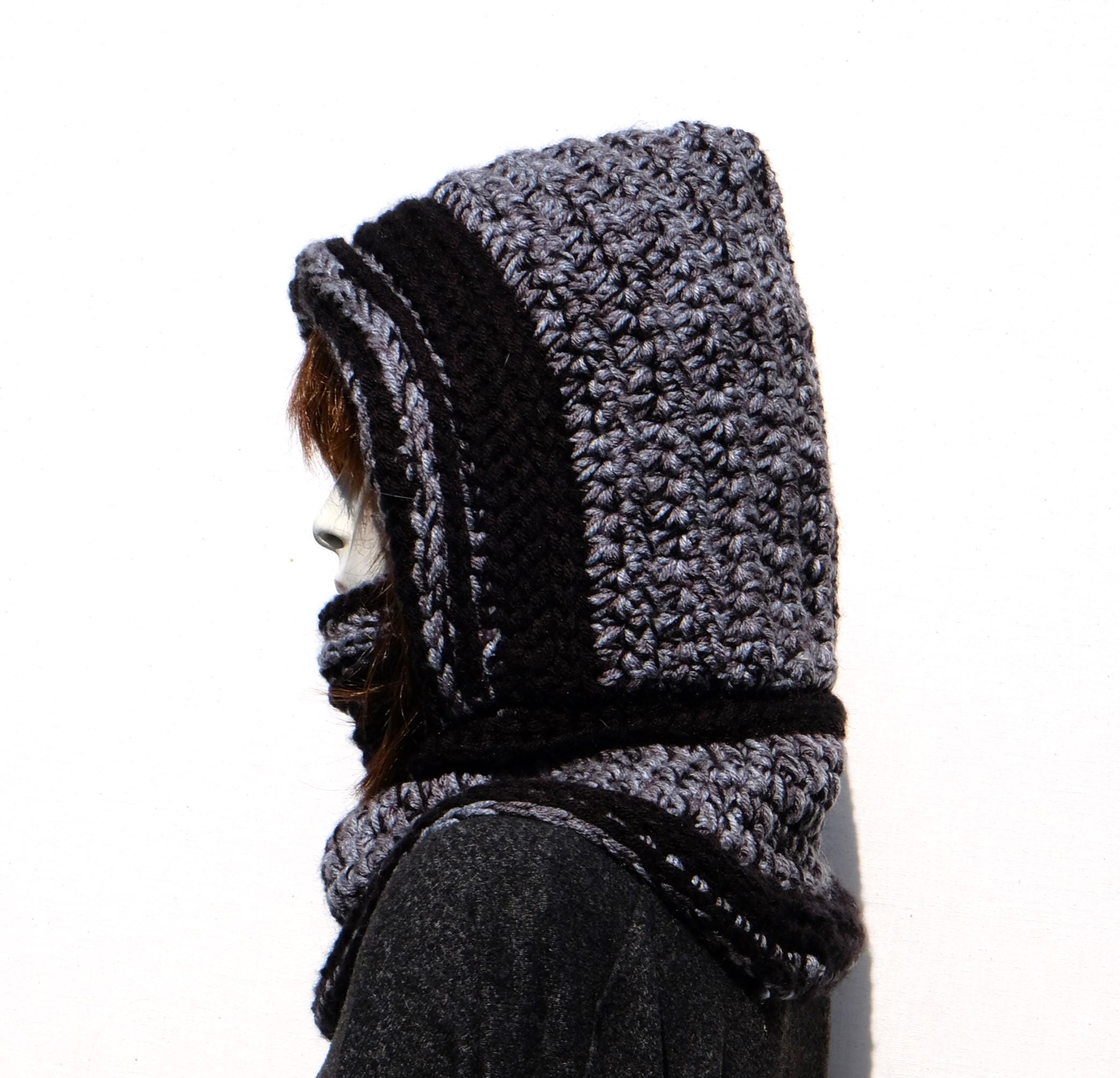 Wool Hooded Balaclava Scarf – Chunky Crochet Winter Cowl for Women