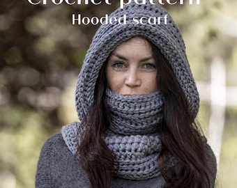 Digital Download Crochet Scarf Pattern, Cozy Hooded Scarf PDF, Instant Download for Beginners, Handmade Scoodie Design