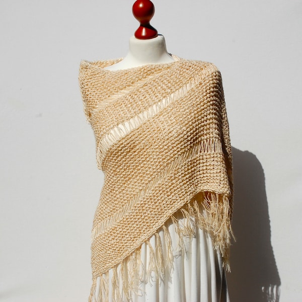 Summer scarf women, Bridal cover up, Triangle scarf shawl, Hand knitted shawl, Knit lace shawl