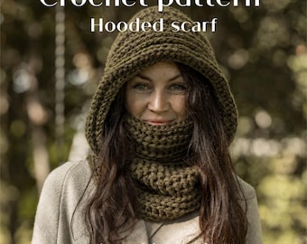 Crochet Hooded Scarf Pattern, Cozy Scoodie PDF (Instant Download)