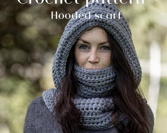 Digital Download Crochet Scarf Pattern, Cozy Hooded Scarf PDF, Instant Download for Beginners, Handmade Scoodie Design